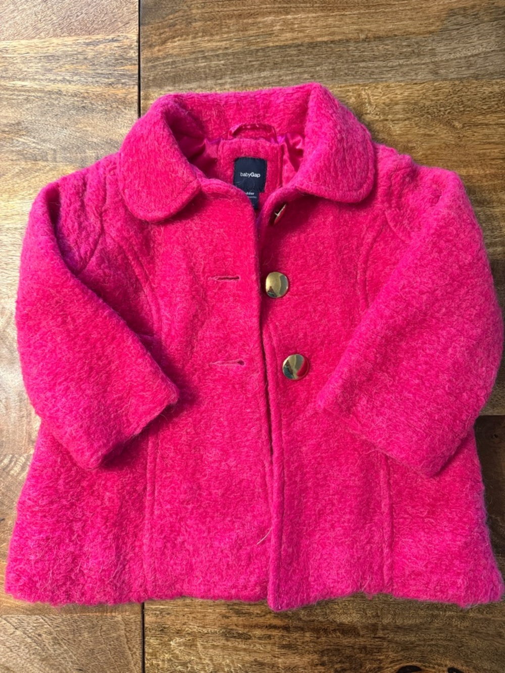 GAP Girls Bright Pink Pea Coat with Gold Buttons